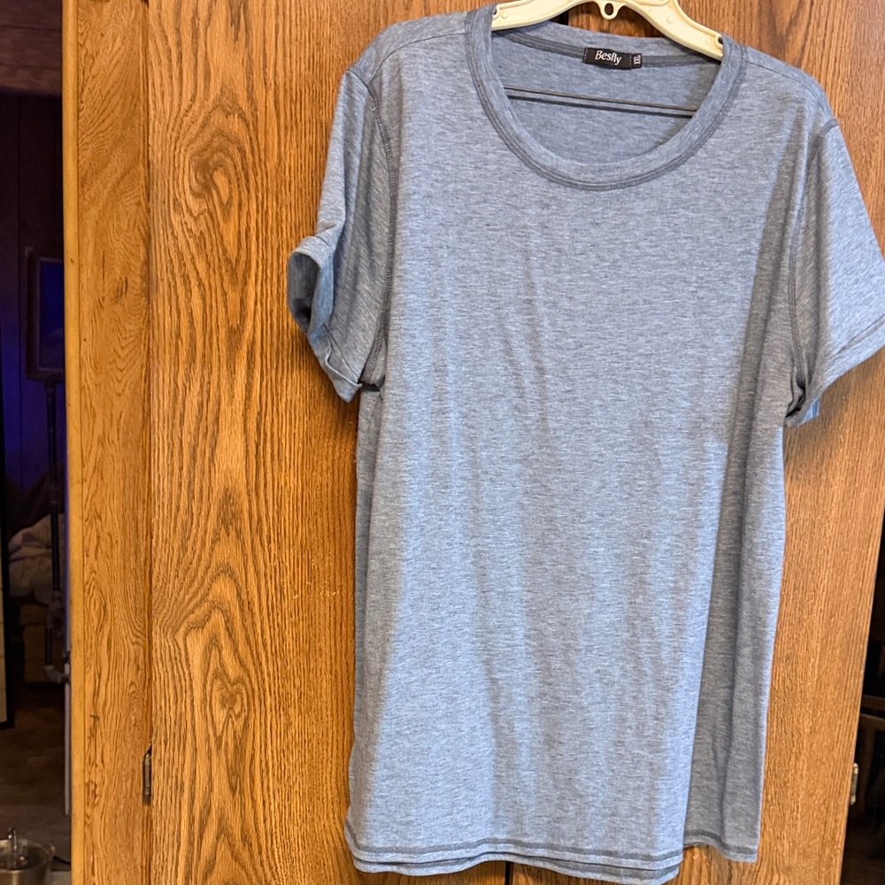 Medium Blue Round Neck Short Sleeve Tee Shirt with Trim sz XXL